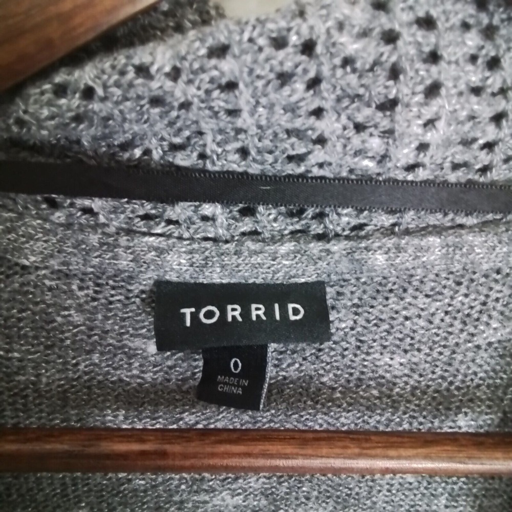 Torrid Cardigan Womens Size L Marble Gray White Open Front Longline Sweater - Picture 4 of 12